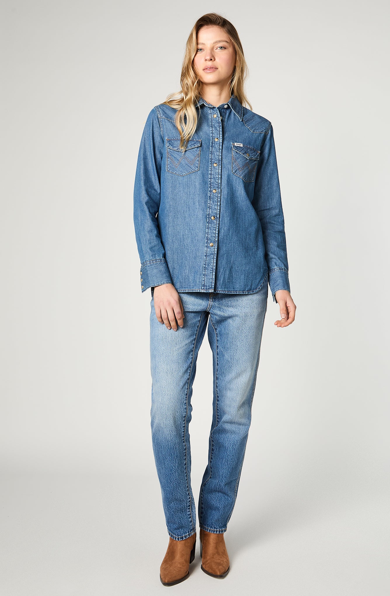 Camisa Mujer Denim Ml Mid