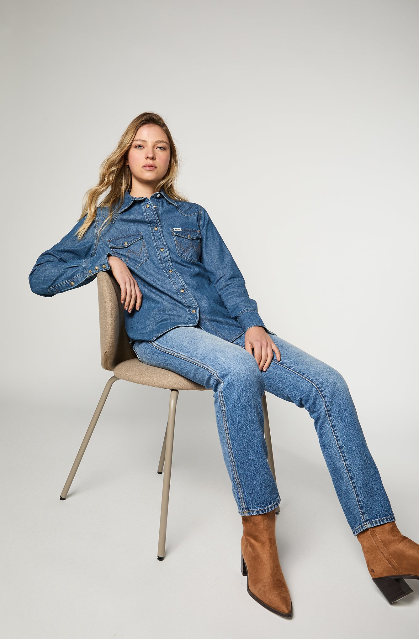 Camisa Mujer Denim Ml Mid