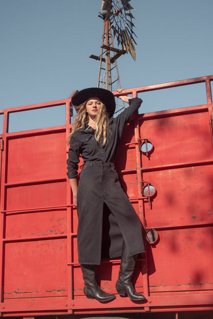 Falda Mujer Denim Maxi Skirt Black