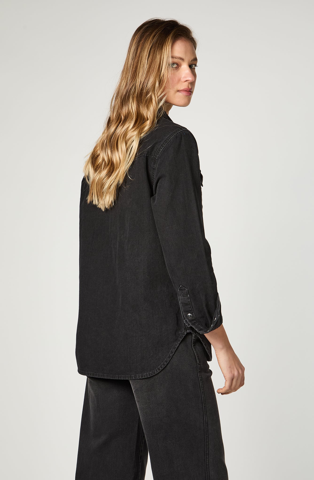 Camisa Mujer Denim Ml Black