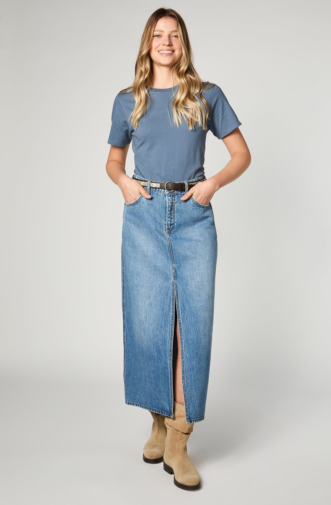 Falda Mujer Denim Maxi Skirt Stl