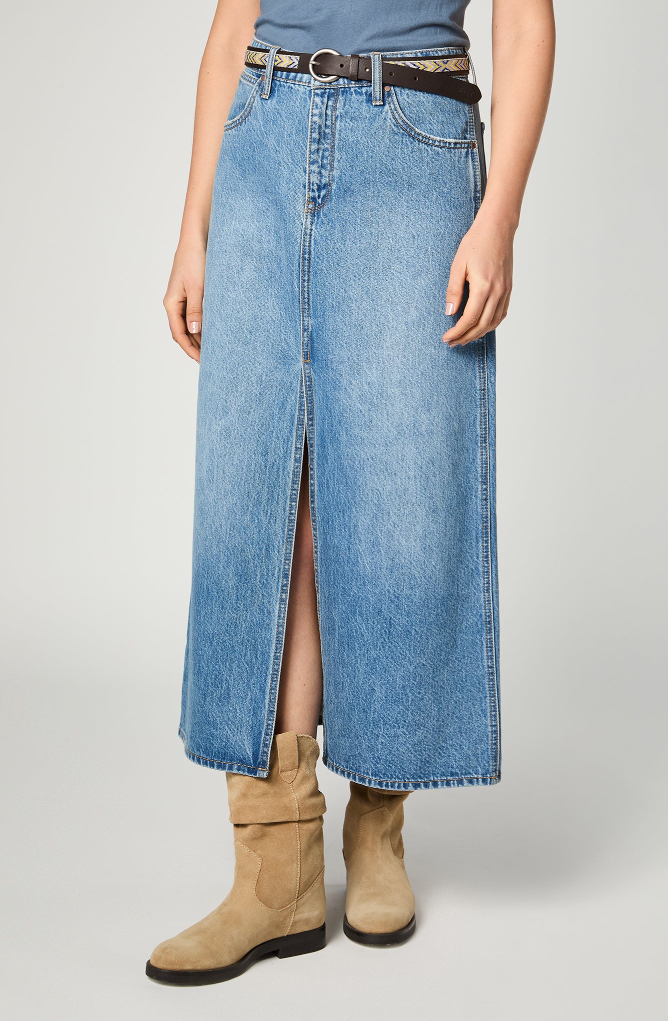 Falda Mujer Denim Maxi Skirt Stl