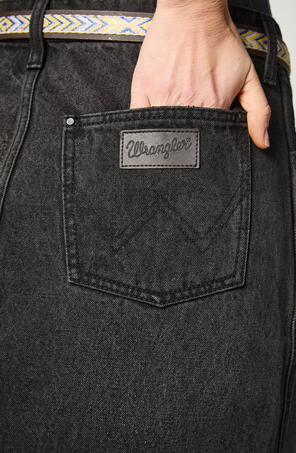 Falda Mujer Denim Maxi Skirt Black