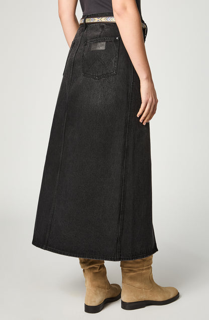 Falda Mujer Denim Maxi Skirt Black