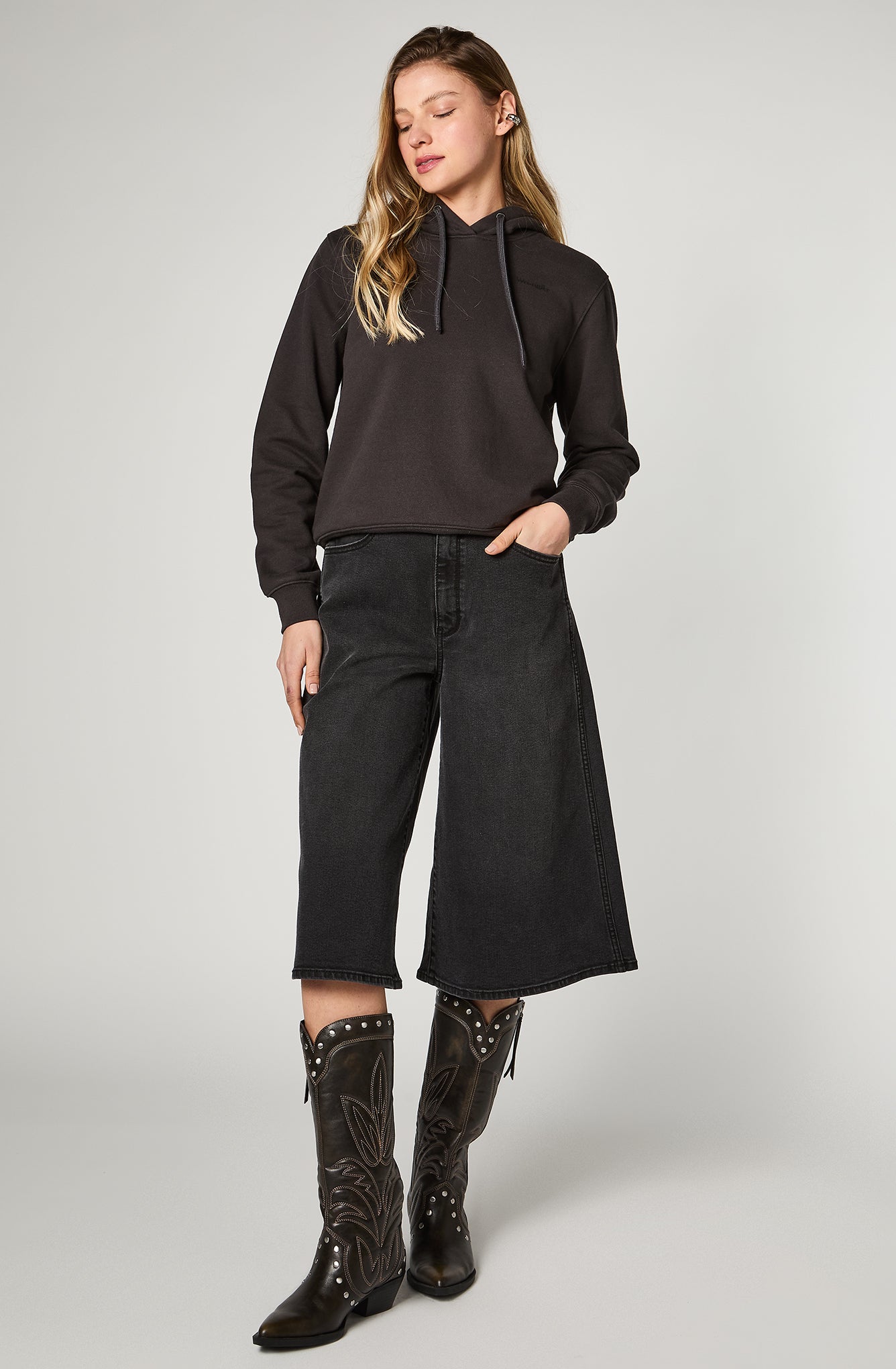 Sweater Mujer Regular Hoodie Black