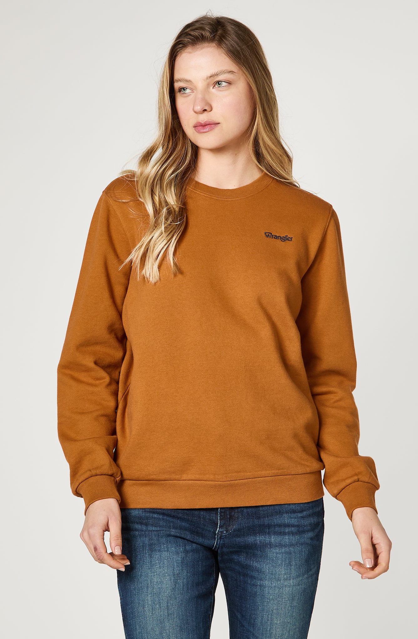 Sweater Mujer Crewneck Broidery Brown