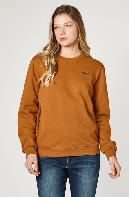 Sweater Mujer Crewneck Broidery Brown