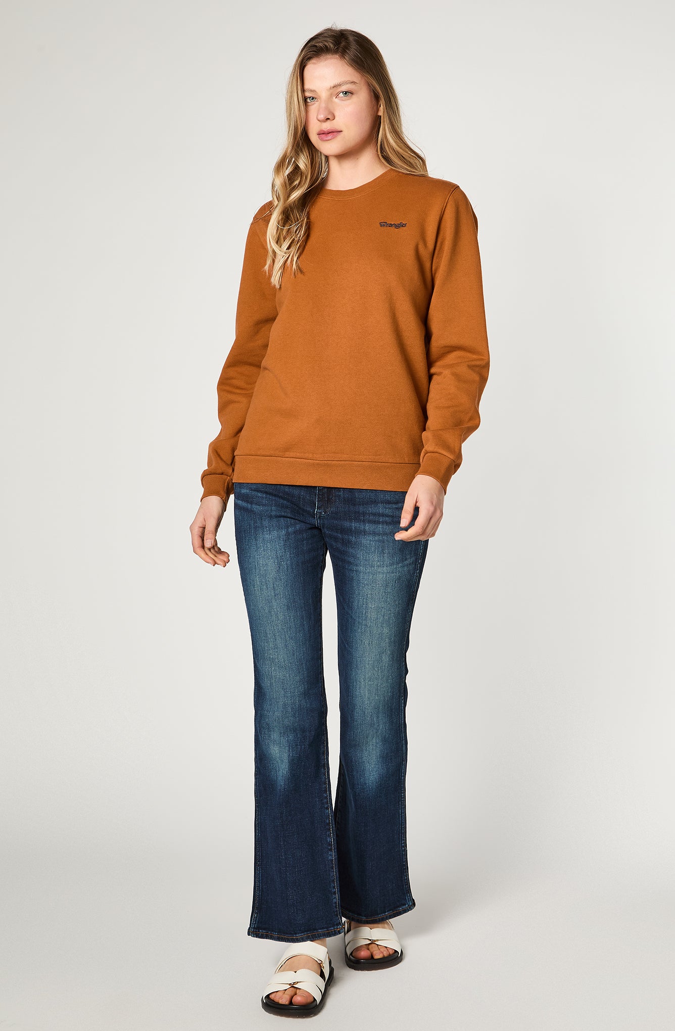 Sweater Mujer Crewneck Broidery Brown