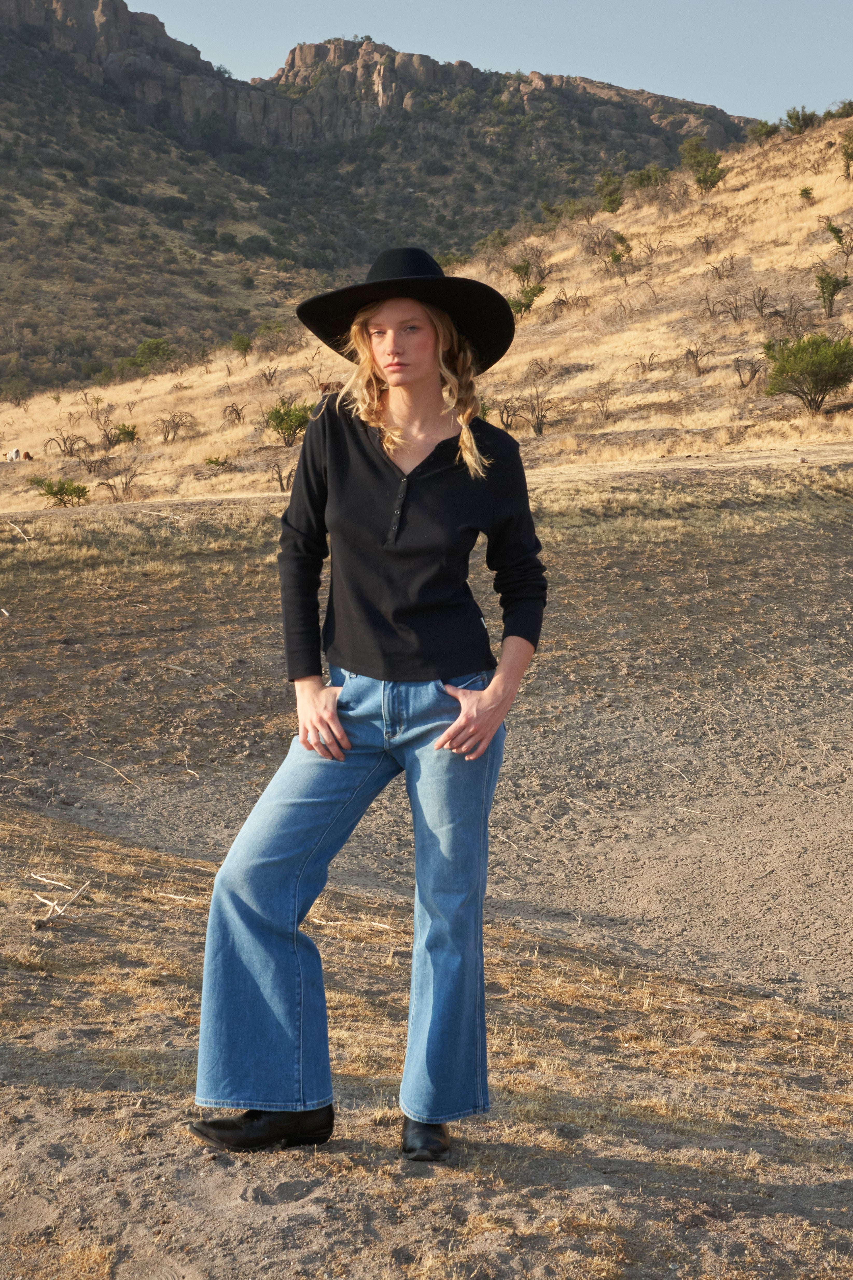 Jeans Mujer Flare 70 Flare Tiro Alto Azul