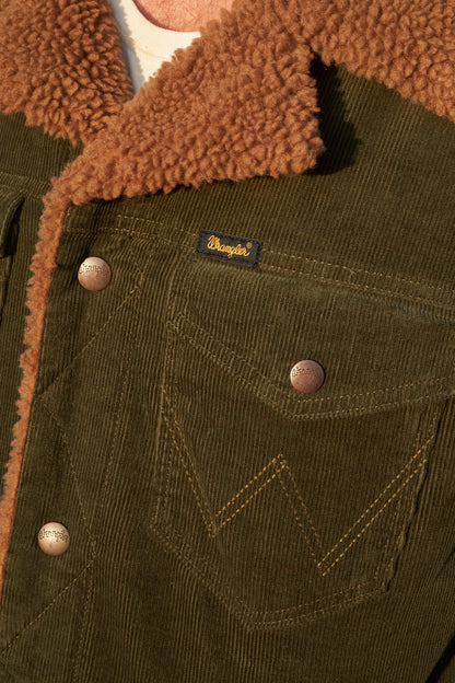 Chaqueta Hombre Cotelé Regular Verde Oscuro