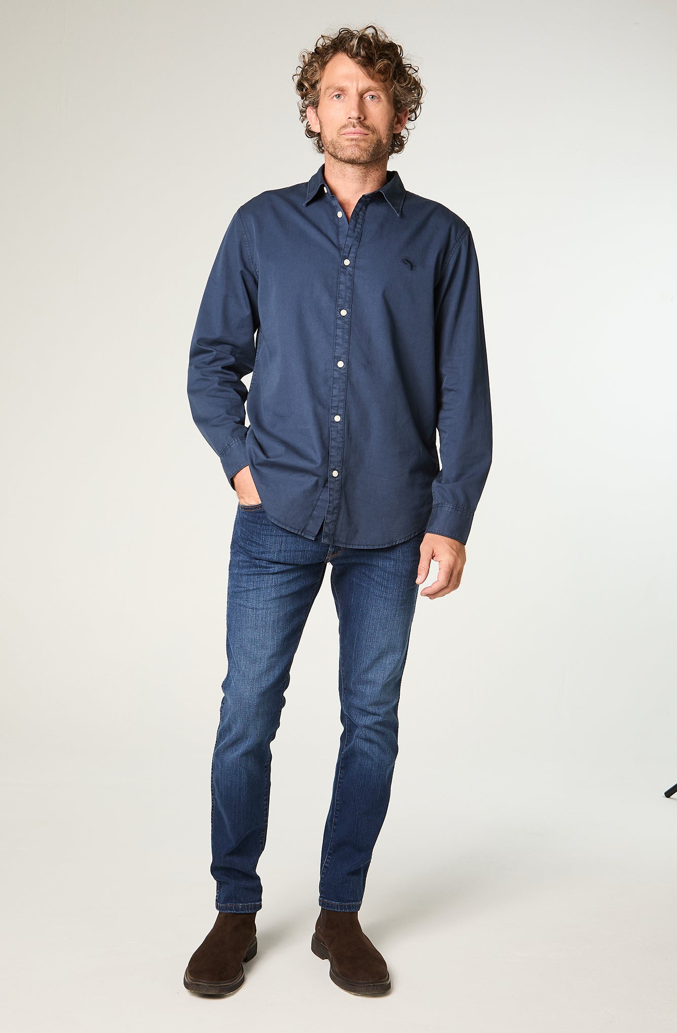 Camisa Hombre no Pocket Regular Azul