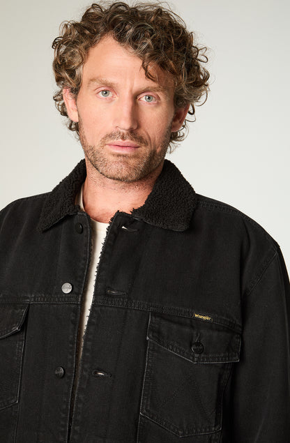 Chaqueta Hombre Sherpa Denim Regular Negro