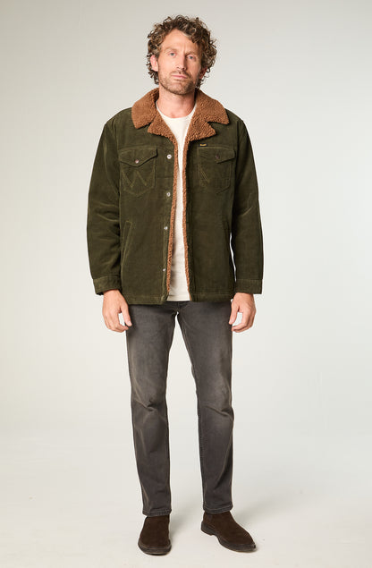 Chaqueta Hombre Cotelé Regular Verde Oscuro