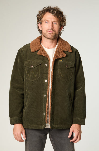 Chaqueta Hombre Cotelé Regular Verde Oscuro