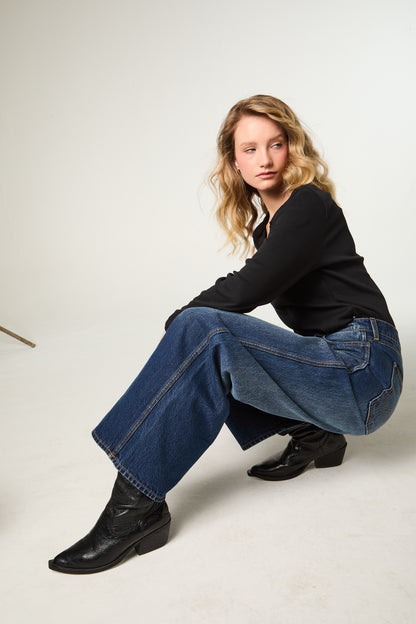 Jeans Mujer World Wide Relaxed Indigo Blue