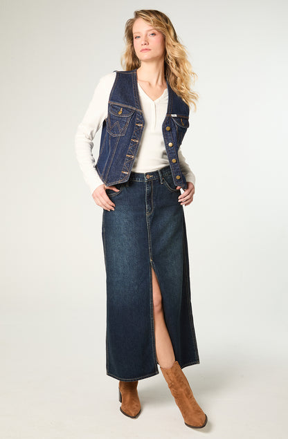 Falda Mujer Denim Maxi Skirt Regular Fit Long Azul