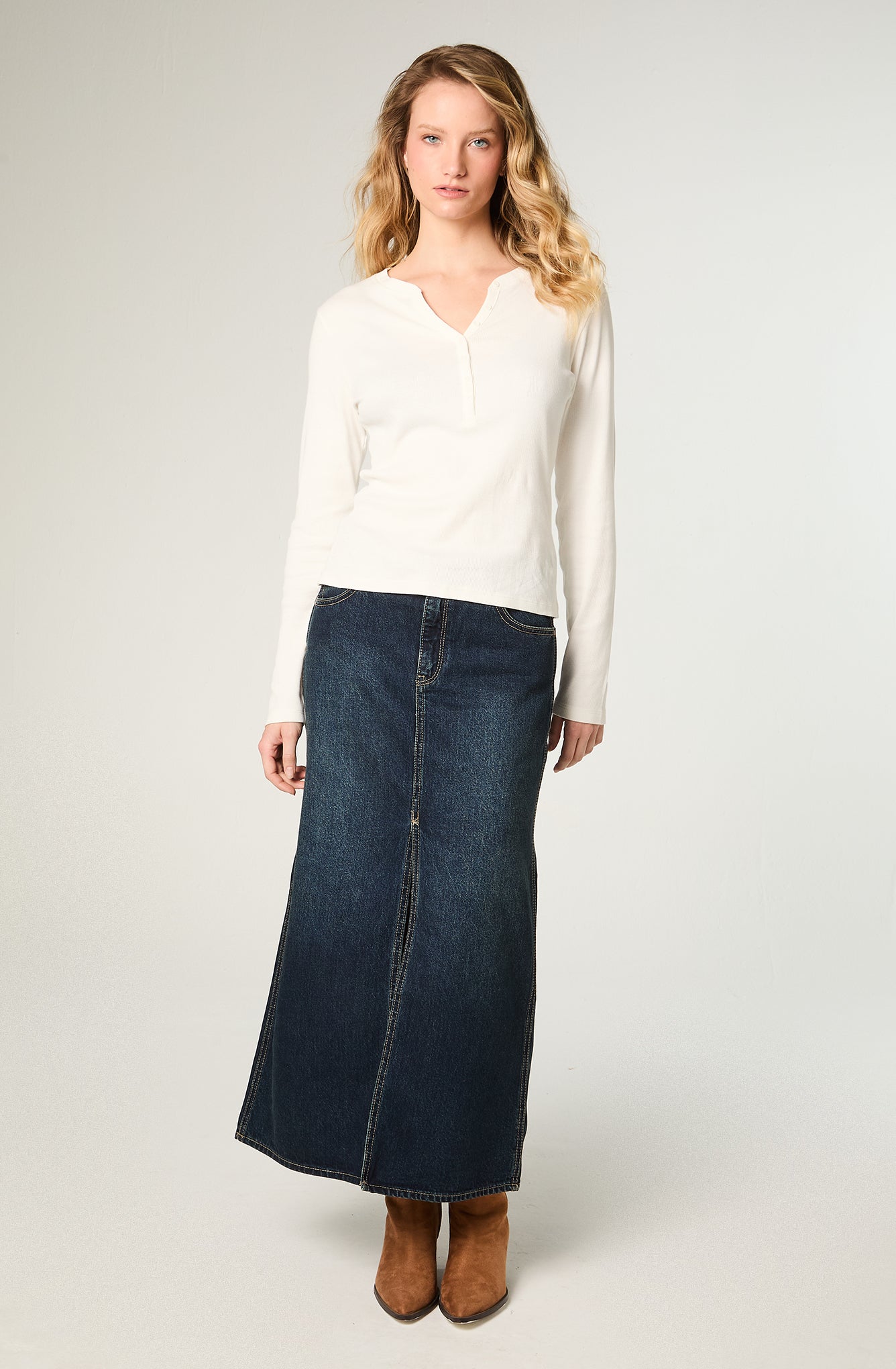 Polera Mujer Femme Henley Slim Blanco