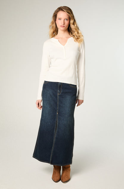 Polera Mujer Femme Henley Slim Blanco