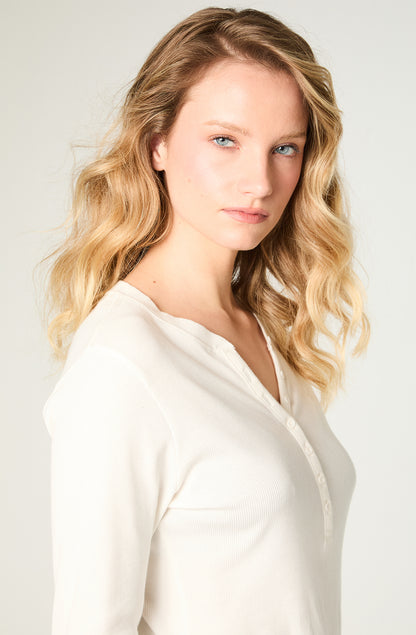 Polera Mujer Femme Henley Slim Blanco