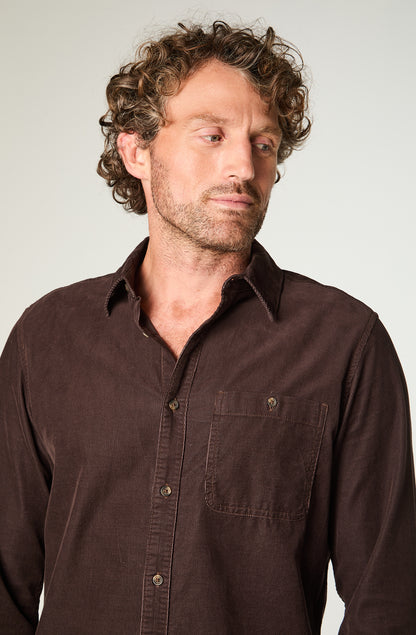 Camisa Hombre 1 Pocket Cotelé Café Oscuro