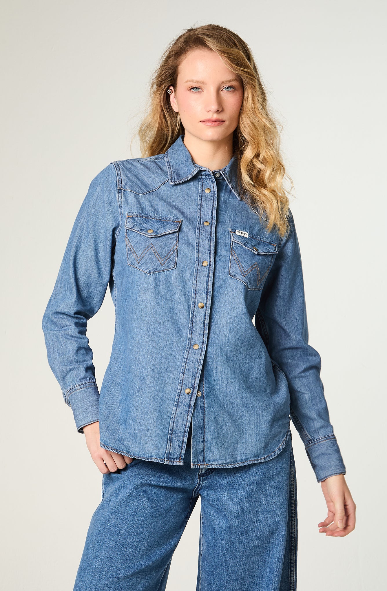 Camisa Mujer Denim Ml Mid