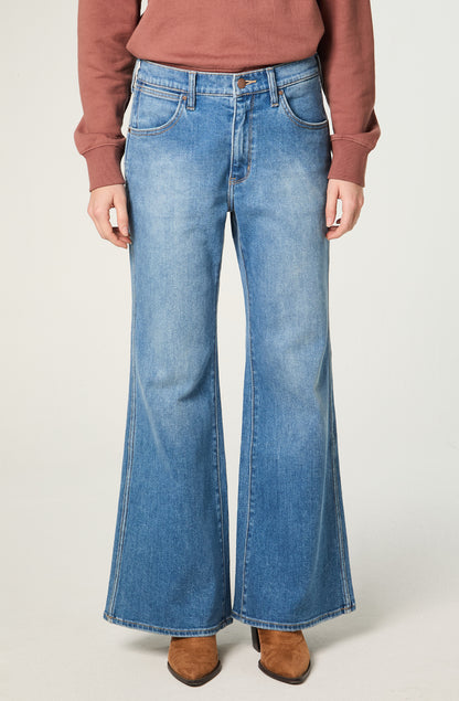 Jeans Mujer Flare 70 Tiro Alto Azul