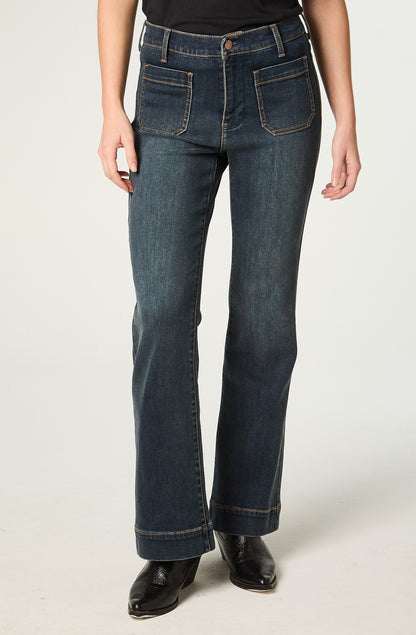 Jeans Mujer BootCut Retro Mid Rise Azul Oscuro