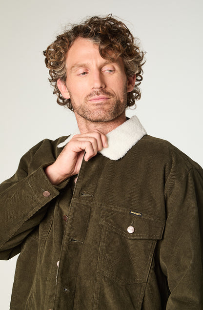 Chaqueta Hombre Sherpa Cotelé Regular Verde