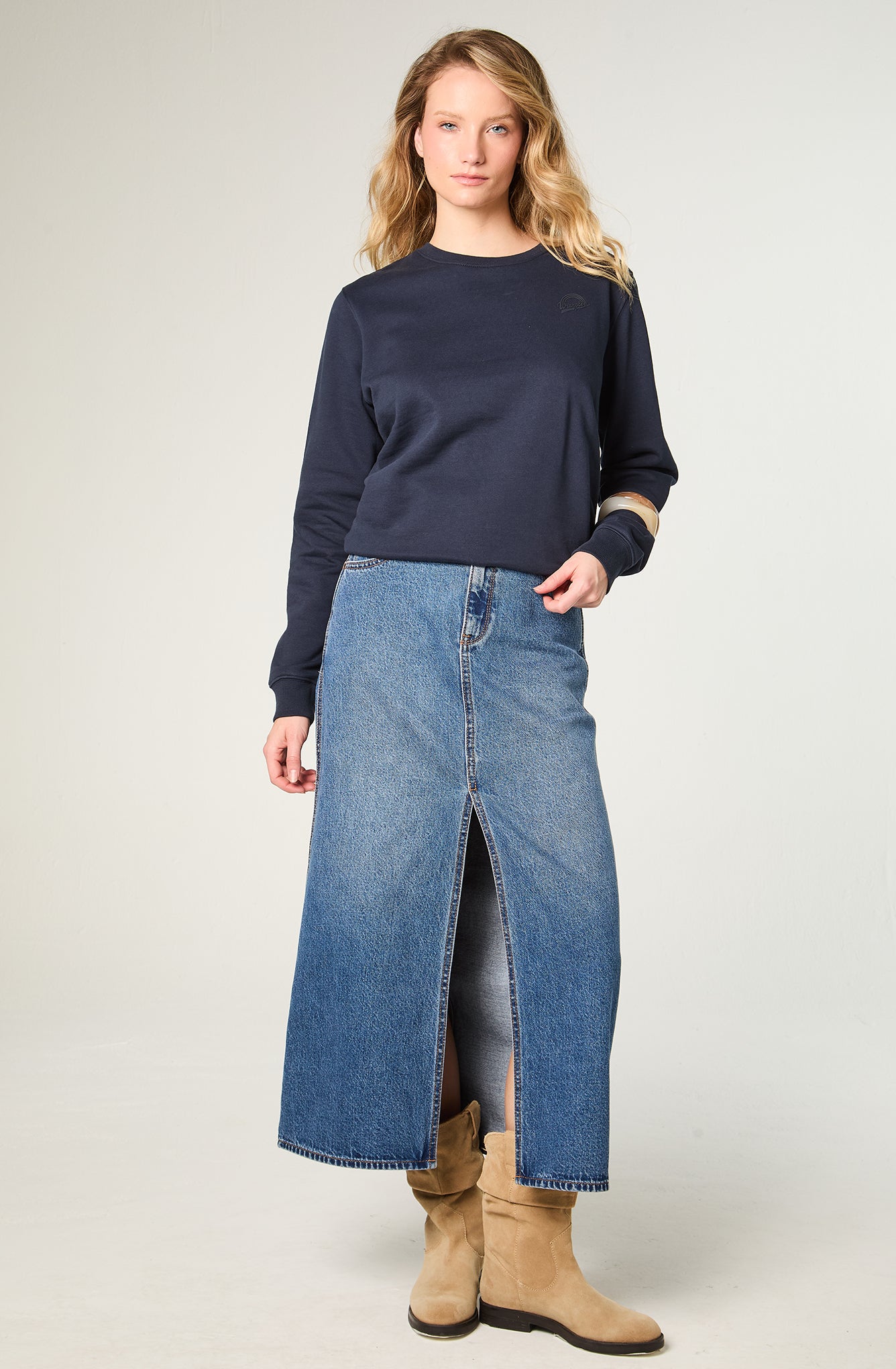 Polerón Mujer Crewneck Regular Azul