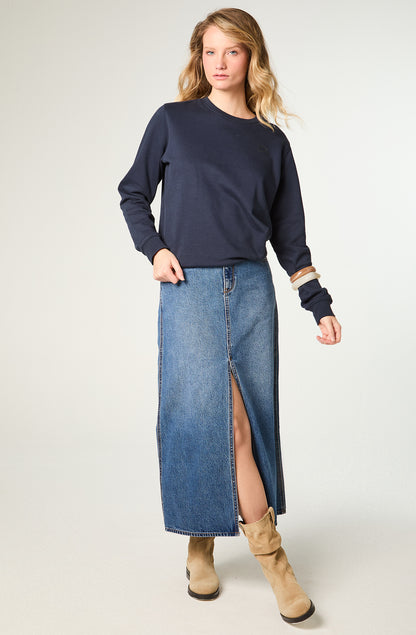 Falda Mujer Denim Maxi Skirt Regular Fit Long Azul