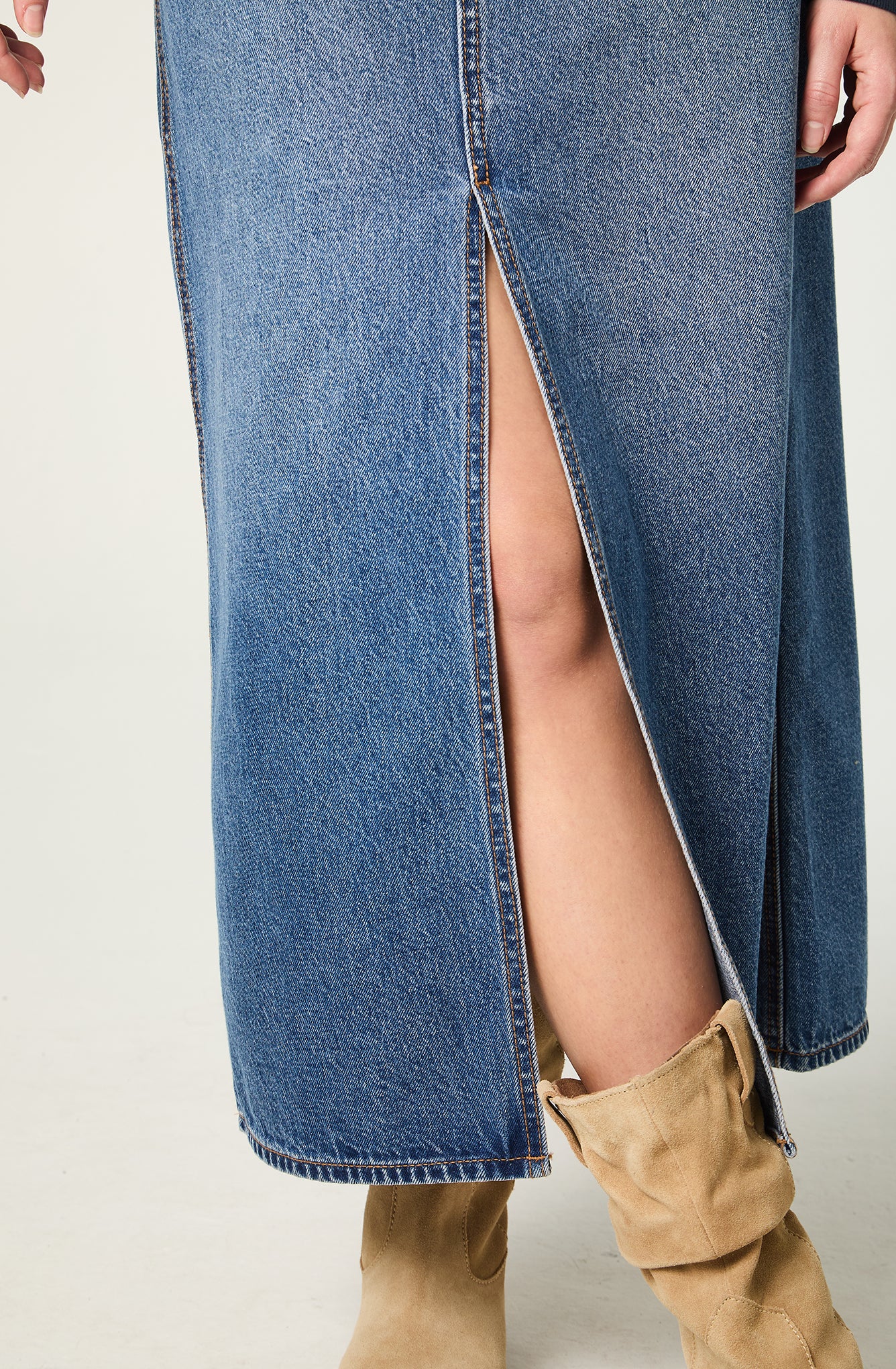 Falda Mujer Denim Maxi Skirt Regular Fit Long Azul