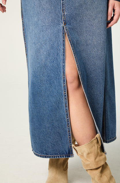 Falda Mujer Denim Maxi Skirt Regular Fit Long Azul