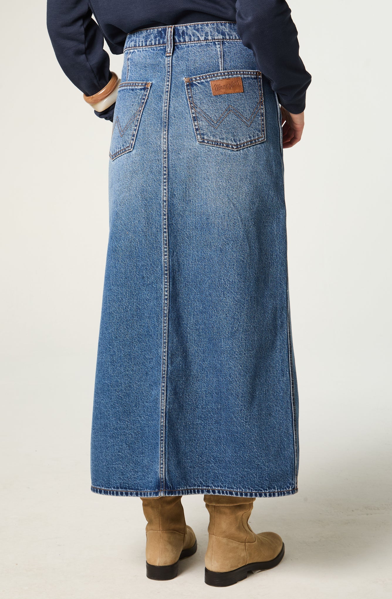 Falda Mujer Denim Maxi Skirt Regular Fit Long Azul