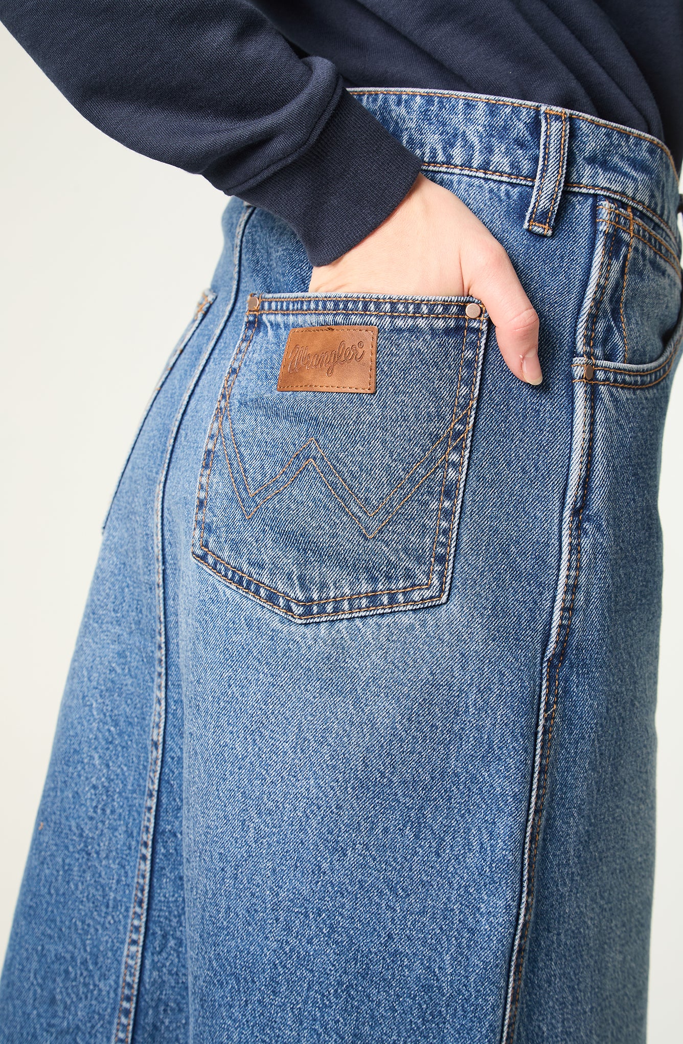 Falda Mujer Denim Maxi Skirt Regular Fit Long Azul