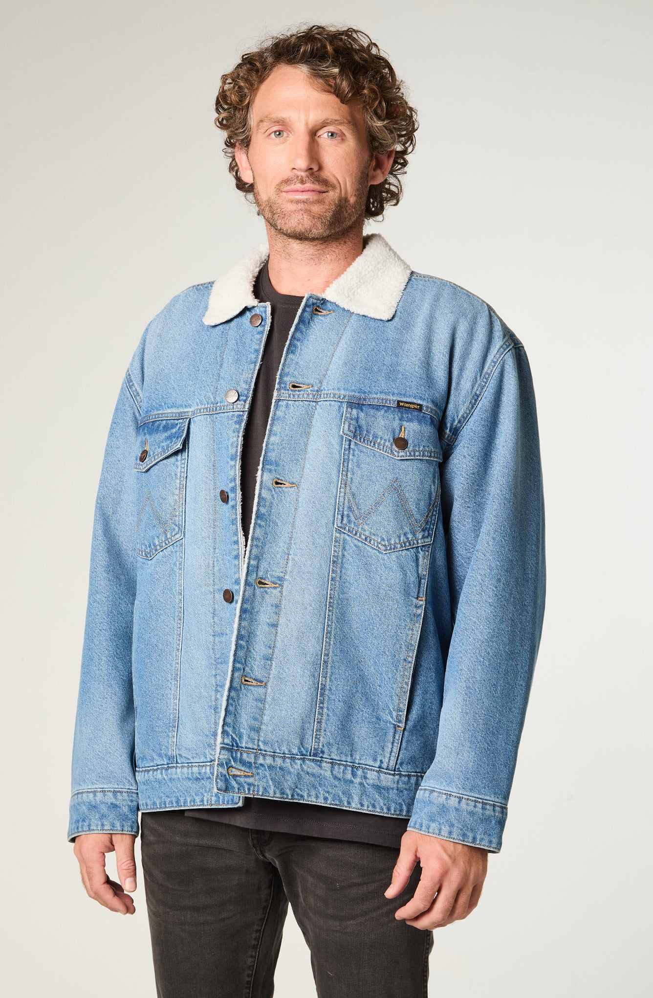 Chaqueta Hombre Sherpa Denim Regular Azul