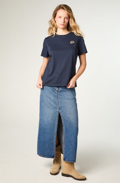 Polera Mujer Ringer Tee Regular Azul