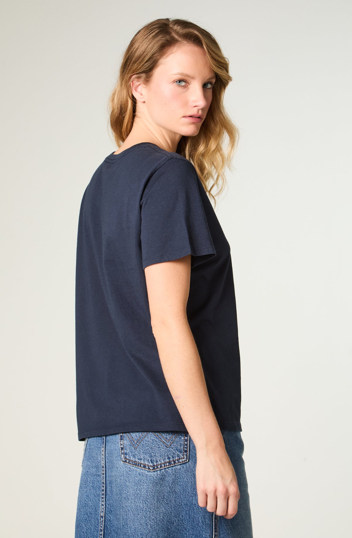 Polera Mujer Ringer Tee Regular Azul