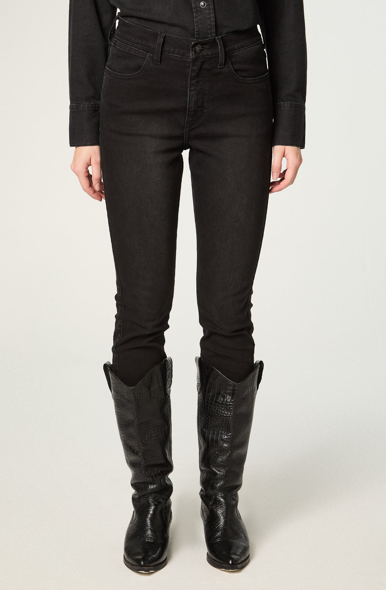 Jeans Mujer Tiro Alto Skinny Black Wash