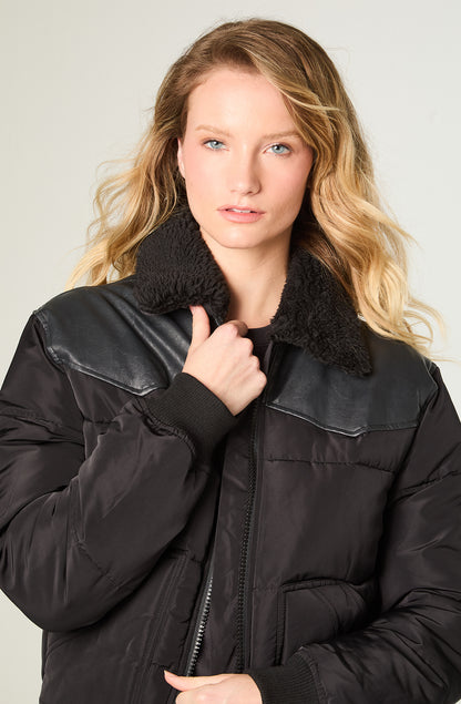 Chaqueta Mujer Western Puffer Regular Negro