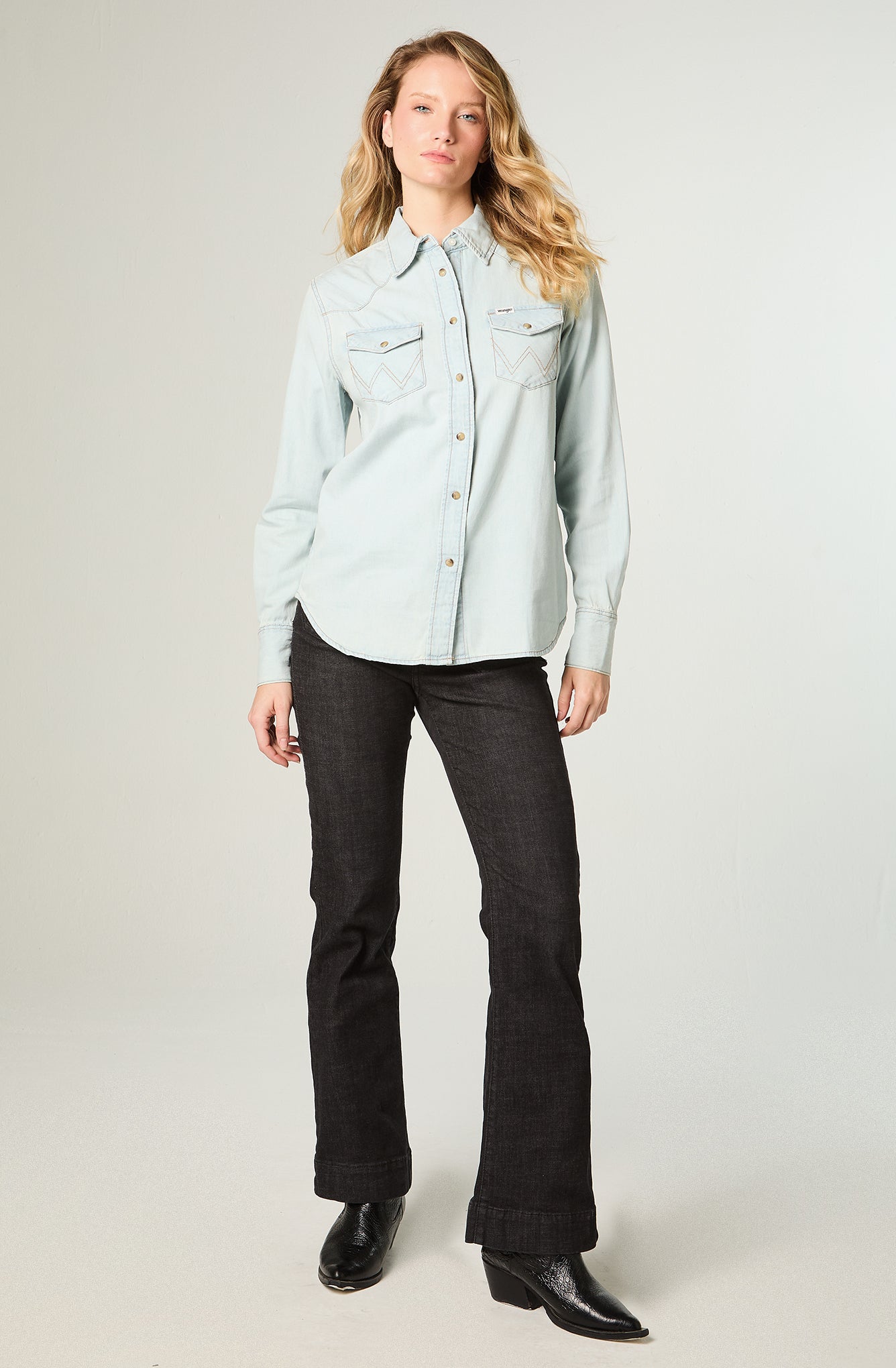 Jeans Mujer Boot Cut Retro Mid Rise Negro