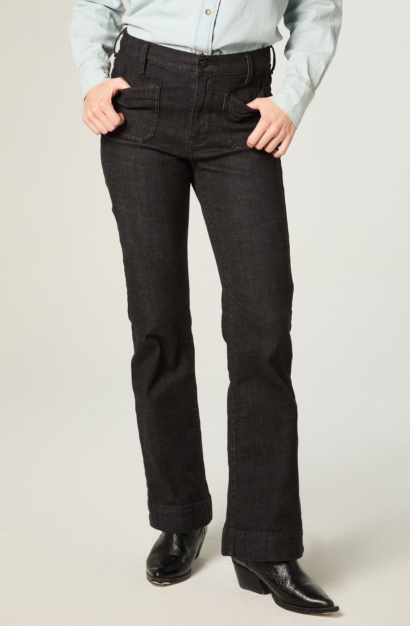 Jeans Mujer Boot Cut Retro Mid Rise Negro