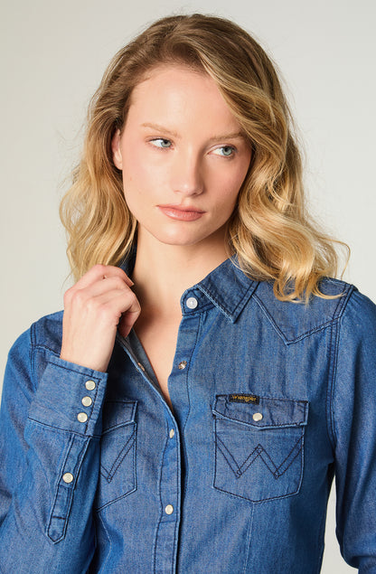 Camisa Mujer Shirt Wrw Western Dark Indigo