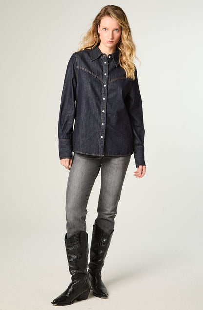 Camisa Mujer V-Yoke Denim Regular Azul
