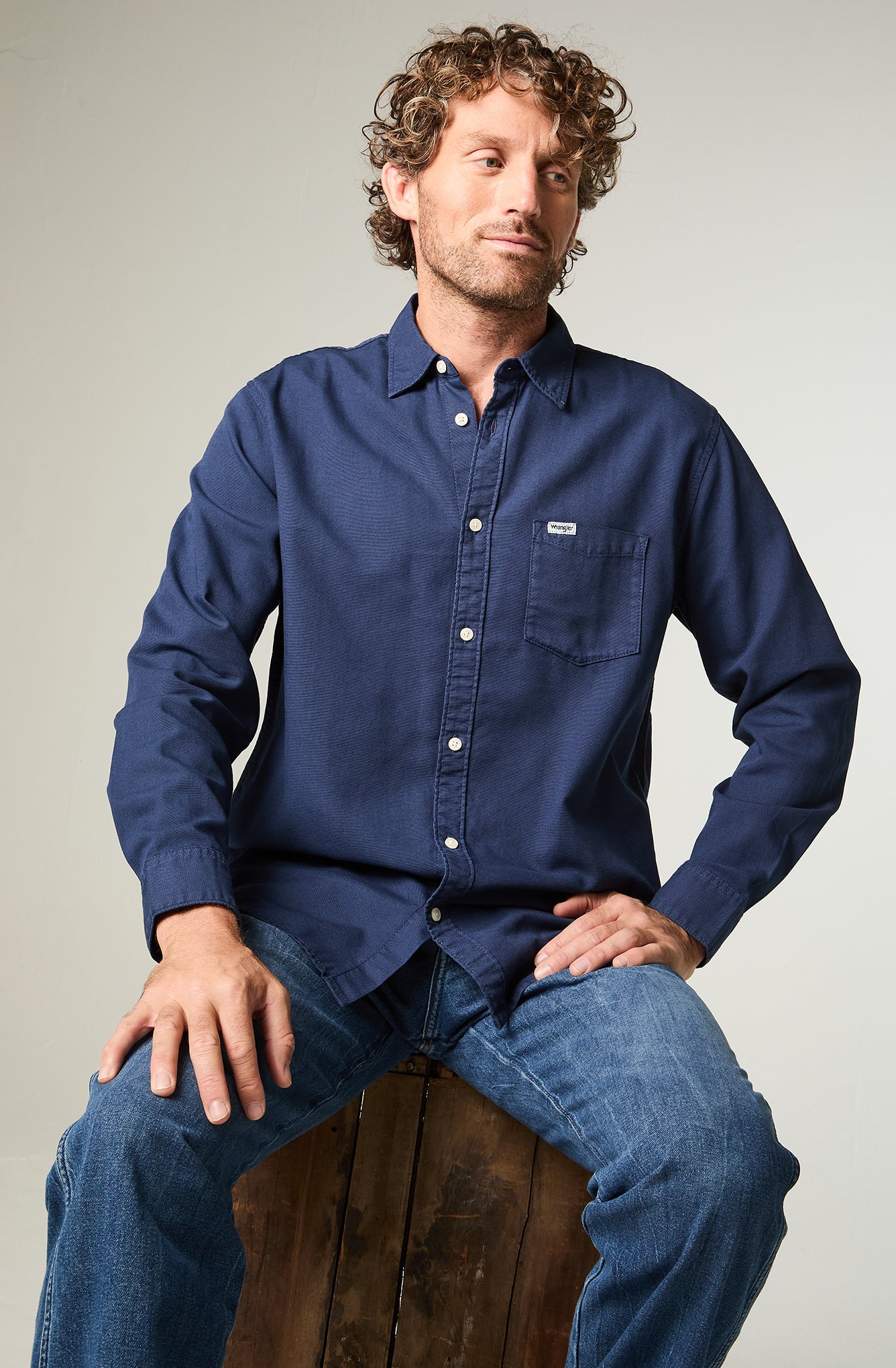 Camisa Hombre 1 Pocket Regular Azul