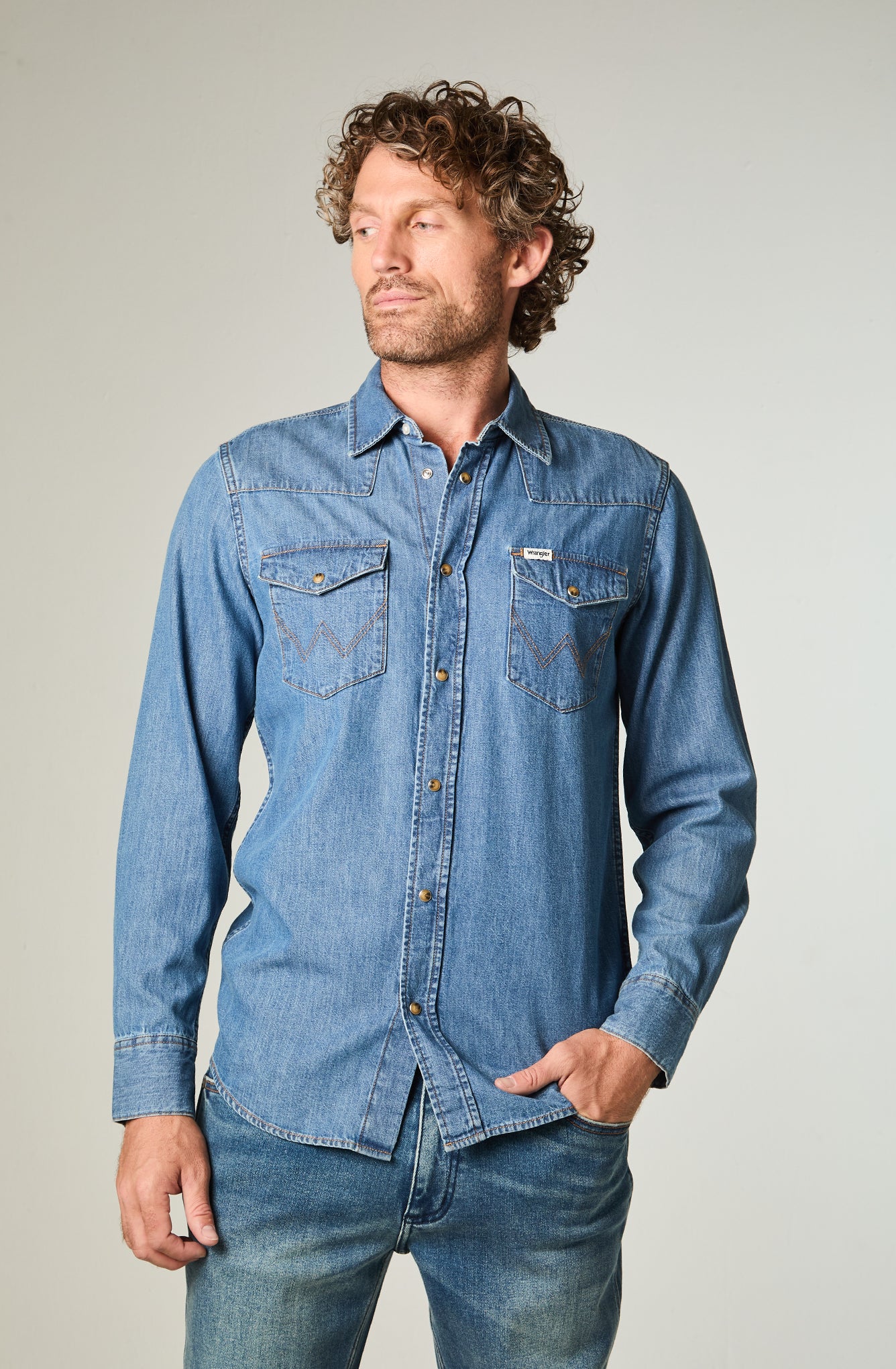 Camisa Hombre Denim Ml Mid