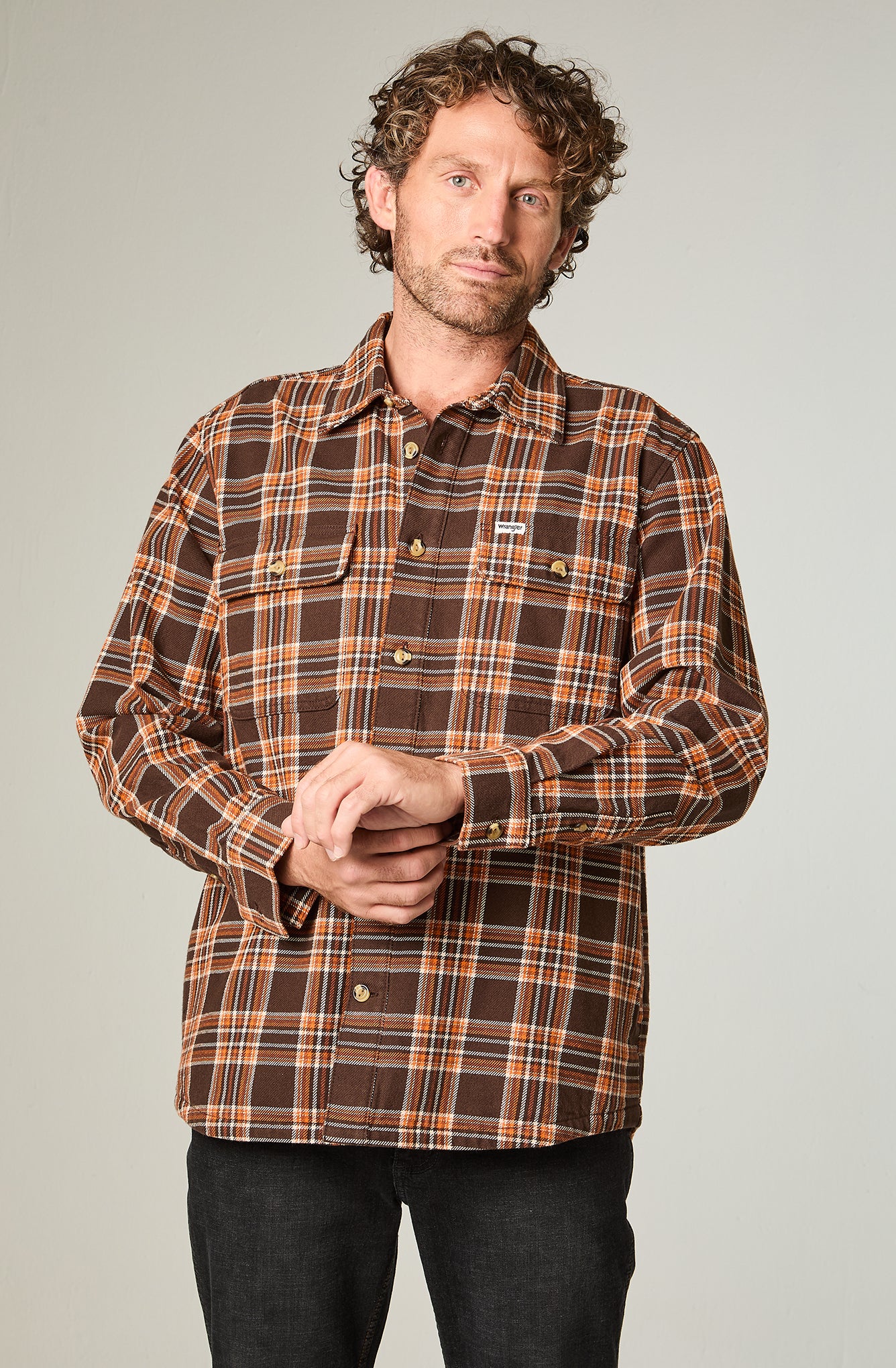 Sobrecamisa Hombre Utility Overshirt Oversize Café