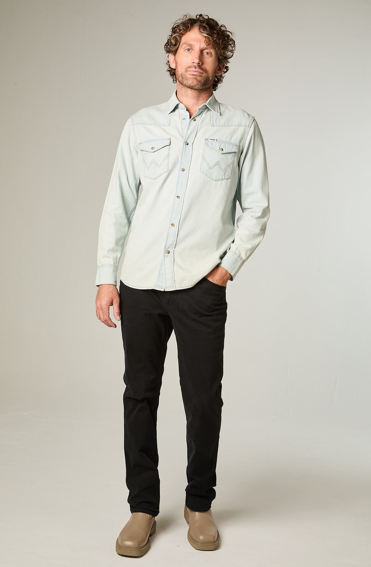 Camisa Hombre Denim Ml Lt