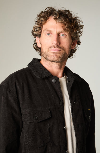 Chaqueta Hombre Sherpa Cotelé Regular Negro