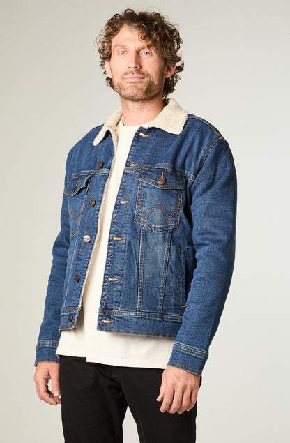 Chaqueta Denim Sherpa Hombre Azul
