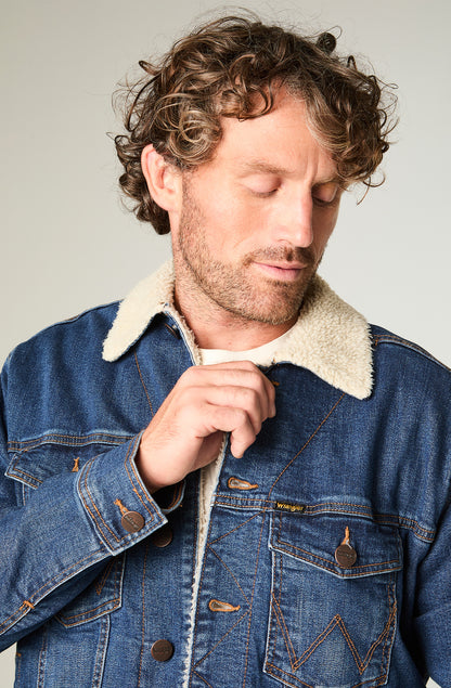 Chaqueta Denim Sherpa Hombre Azul